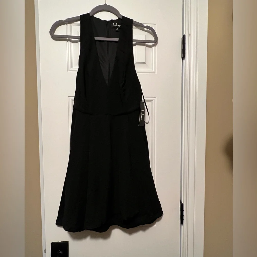 NWT Lulus Seeing Chic Black Skater Dress - Picture 5 of 7